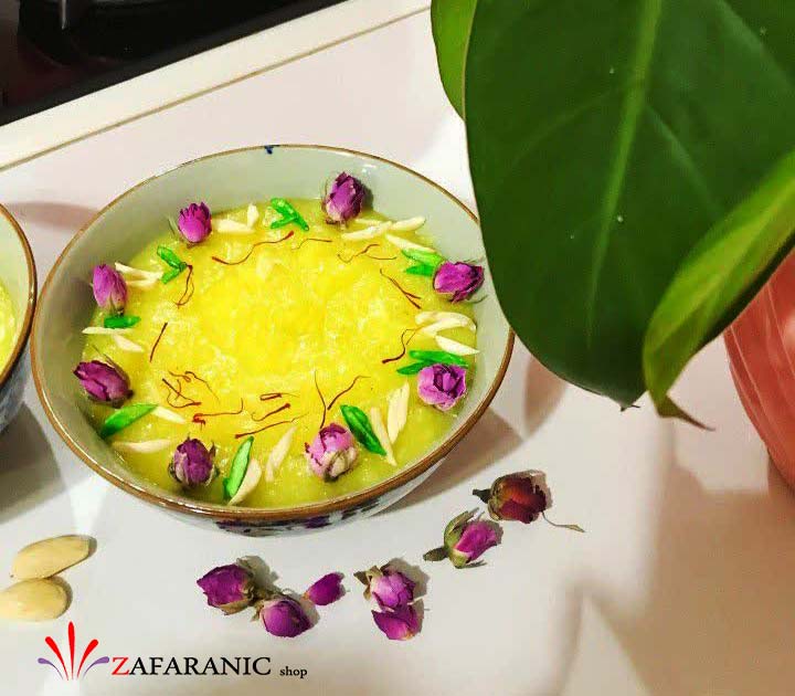 طرز تهیه شله زرد نذری برای 30، 15، 50، 100تا 1000 نفر + تزیین ویژه محرم 5 تزیین شله زرد نذری