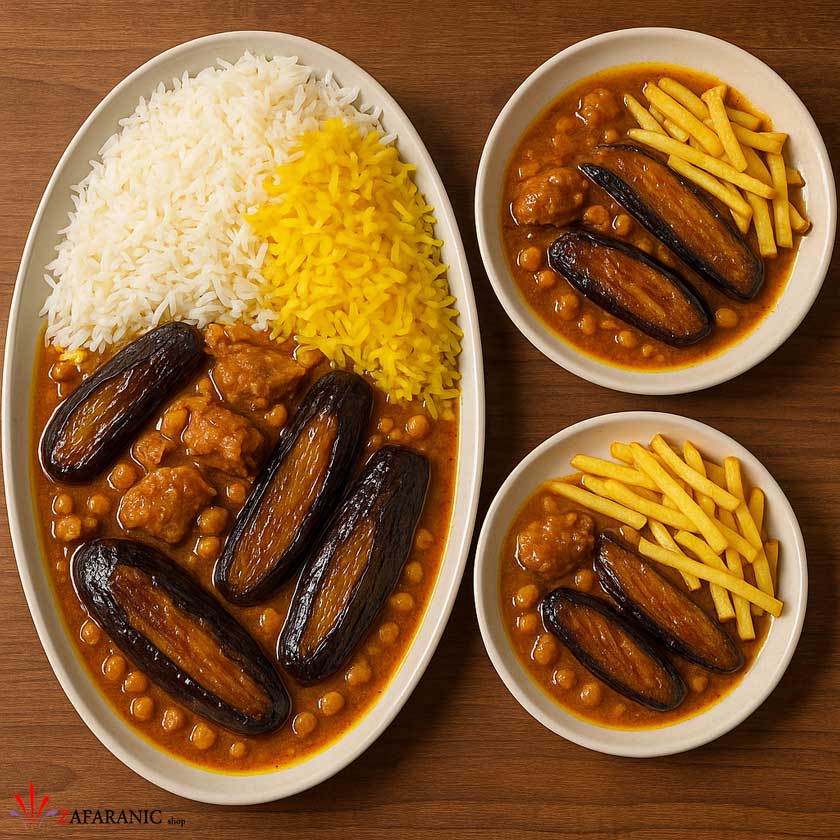 رازهای تهیه خورشت قیمه بادمجون زعفرانی: غذای مجلسی برای تمام فصول 2 خورشت قیمه بادمجون زعفرانی